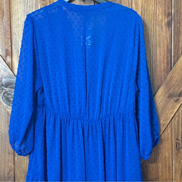 NEW Torrid Maxi Chiffon Clip Dot Pleated Dress Blue Size 0 - Picture 6 of 10